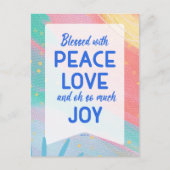 Pastel Abstract Peace Love Joy Christmas Post Card Postkarte (Vorderseite)