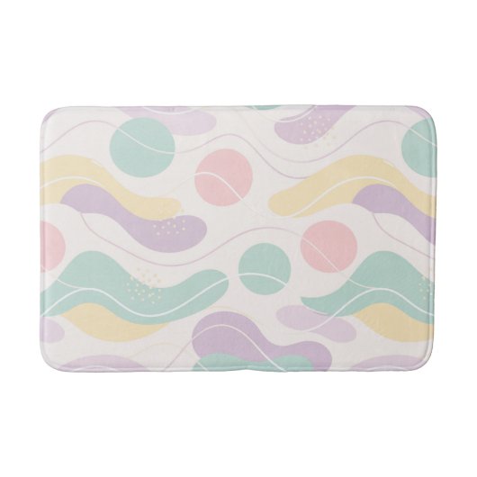 Pastel Abstract Seamless Pattern Waves and Circles Badematte (Vorderseite)