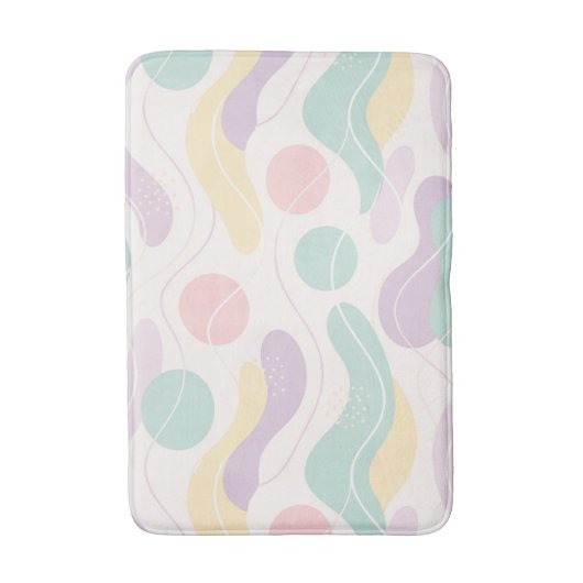 Pastel Abstract Seamless Pattern Waves and Circles Badematte (Vorderseite Vertikal)