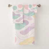 Pastel Abstract Seamless Pattern Waves and Circles Badhandtuch Set (Insitu)