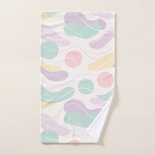 Pastel Abstract Seamless Pattern Waves and Circles Badhandtuch Set (Handtuch)