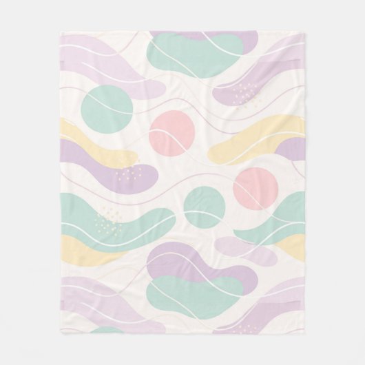 Pastel Abstract Seamless Pattern Waves and Circles Fleecedecke (Vorderseite)