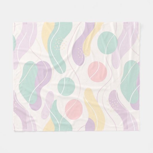 Pastel Abstract Seamless Pattern Waves and Circles Fleecedecke (Vorderseite (Horizontal))