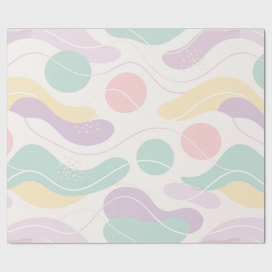 Pastel Abstract Seamless Pattern Waves and Circles Geschenkpapier (Flach)