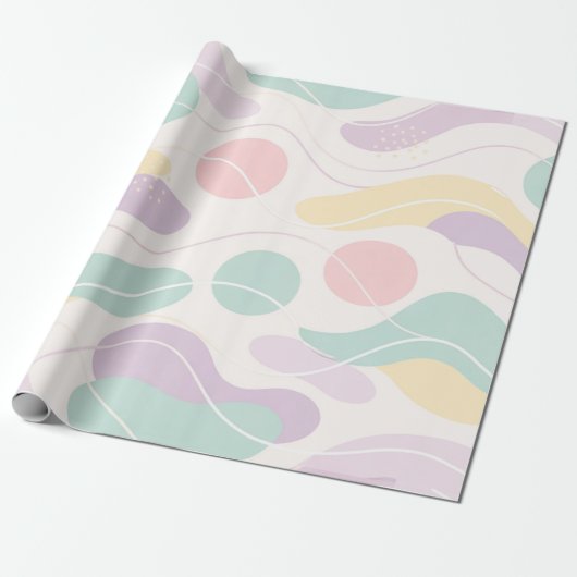 Pastel Abstract Seamless Pattern Waves and Circles Geschenkpapier (Ungerollt)