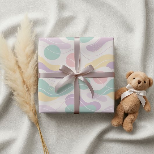 Pastel Abstract Seamless Pattern Waves and Circles Geschenkpapier