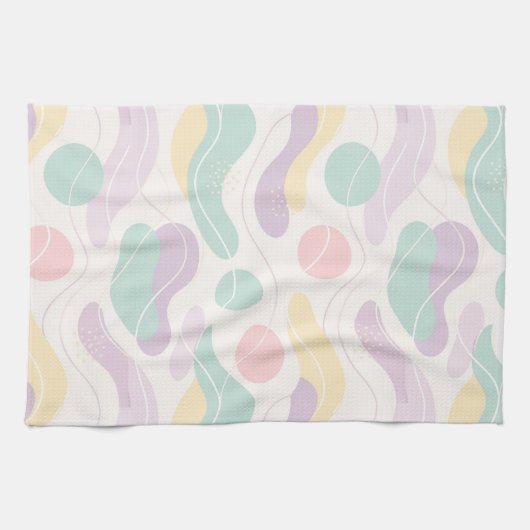 Pastel Abstract Seamless Pattern Waves and Circles Geschirrtuch (Horizontal)