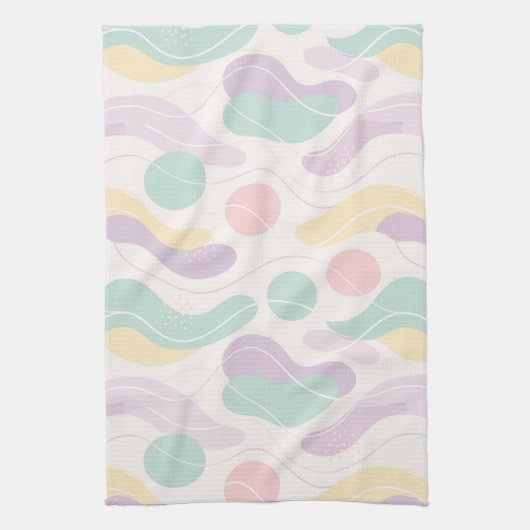 Pastel Abstract Seamless Pattern Waves and Circles Geschirrtuch (Vertikal)