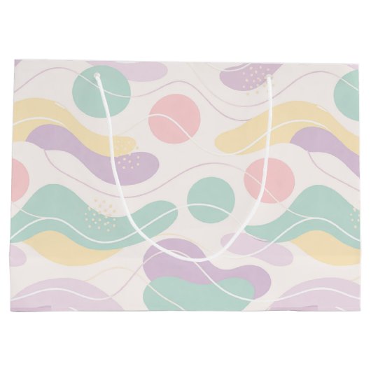 Pastel Abstract Seamless Pattern Waves and Circles Große Geschenktüte (Rückseite)