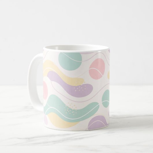 Pastel Abstract Seamless Pattern Waves and Circles Kaffeetasse (Vorderseite Links)