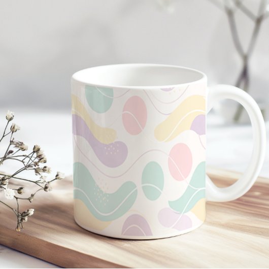 Pastel Abstract Seamless Pattern Waves and Circles Kaffeetasse