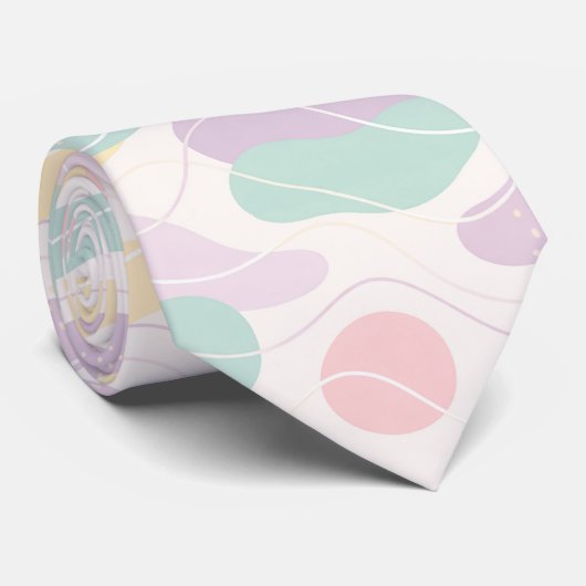 Pastel Abstract Seamless Pattern Waves and Circles Krawatte (Gerollt)