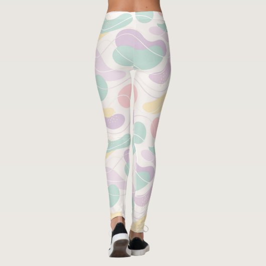 Pastel Abstract Seamless Pattern Waves and Circles Leggings (Rückseite)