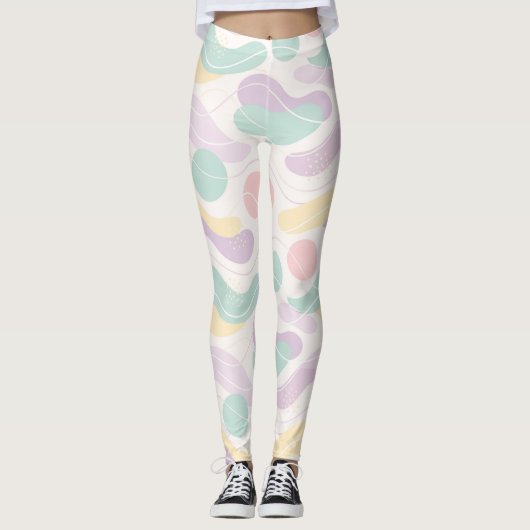 Pastel Abstract Seamless Pattern Waves and Circles Leggings (Vorderseite)
