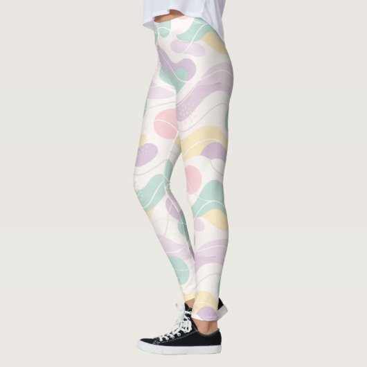 Pastel Abstract Seamless Pattern Waves and Circles Leggings (Links)