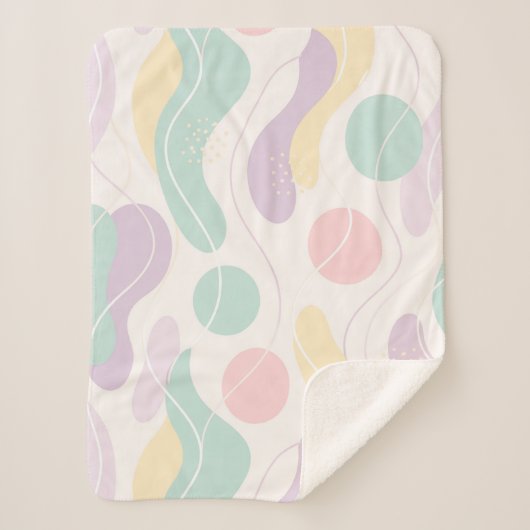 Pastel Abstract Seamless Pattern Waves and Circles Sherpadecke (Vorderseite)