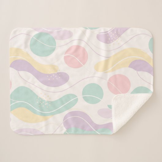 Pastel Abstract Seamless Pattern Waves and Circles Sherpadecke (Vorderseite (Horizontal))