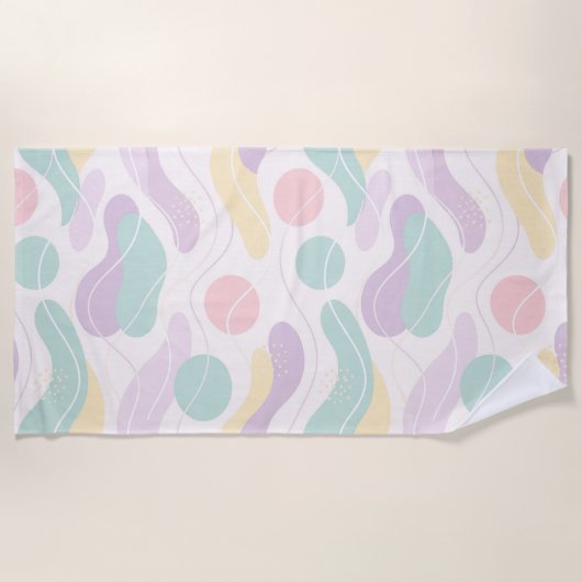 Pastel Abstract Seamless Pattern Waves and Circles Strandtuch (Vorderseite)