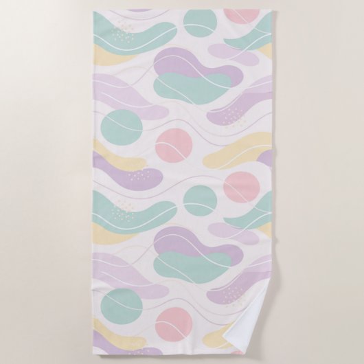 Pastel Abstract Seamless Pattern Waves and Circles Strandtuch (Vorderseite)