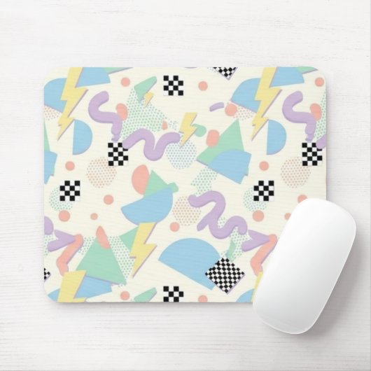Pastel Abstract Shapes Pattern Design Mousepad (Mit Mouse)