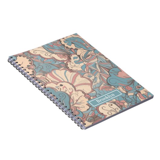 Pastel Abstrakt Doodle Muster Spiral Notebook Notizblock (Rechte Seite)