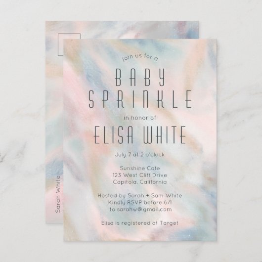 Pastel Abstrakt Elegante Chic CUSTOM BABY SPRINKLE Einladungspostkarte (Vorne/Hinten)
