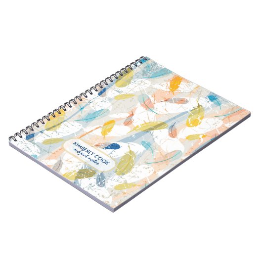 Pastel Abstrakt Feathers Pattern Notizblock (Linke Seite)