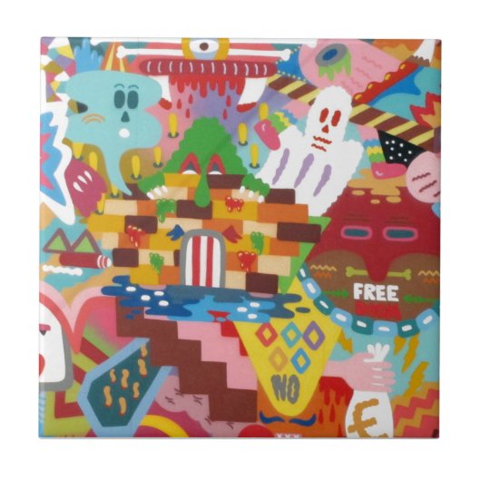 Pastel Abstrakt Graffiti Mural Fliese (Vorderseite)