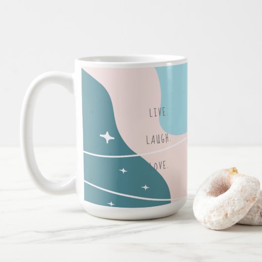 Pastel Abstrakt Live Laugh Liebe Kaffeetasse (Mit Donut)