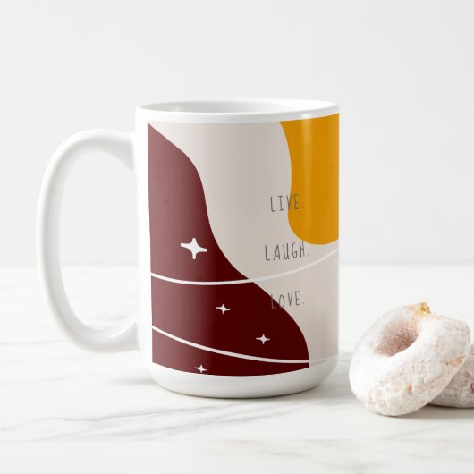 Pastel Abstrakt Live Laugh Liebe Kaffeetasse (Mit Donut)