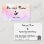 *~* Pastel Abstrakt Ombre Peach Logo QR Girly Visitenkarte (Vorne/Hinten)