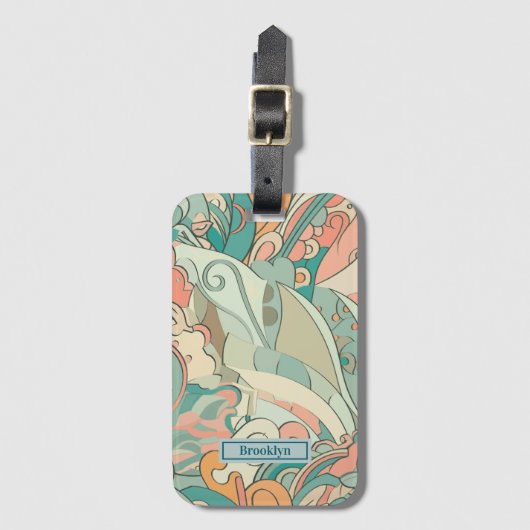 Pastel Abstrakt Paisley Pattern Gepäckanhänger (Vorderseite Vertikal)