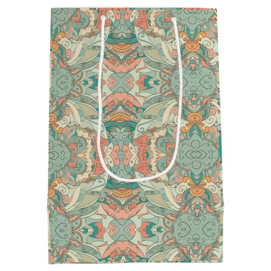 Pastel Abstrakt Paisley Pattern Mittlere Geschenktüte (Rückseite)