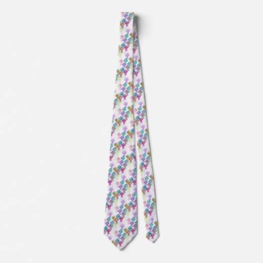 Pastel Abstrakt Retro Squares Polka Dots Muster Krawatte (Vorderseite)