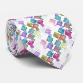 Pastel Abstrakt Retro Squares Polka Dots Muster Krawatte (Gerollt)