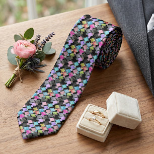 Pastel Abstrakt Retro Squares Polka Dots Muster Krawatte