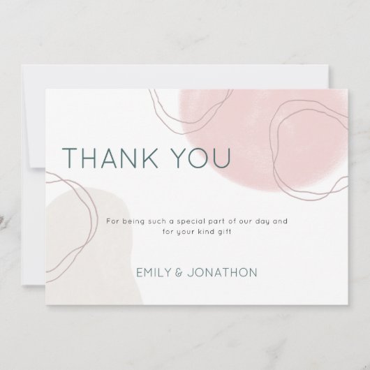 Pastel Abstrakt Shapes Lines Foto Hochzeit Dankeskarte (Vorderseite)