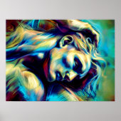 Pastel Abstrakt Sketch Reclining Man Blue Green Poster (Vorne)