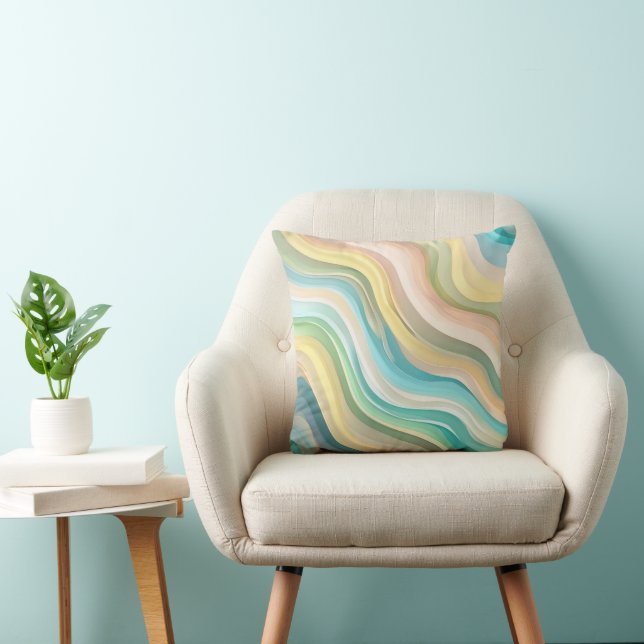 Pastel Abstrakt Wave Throw Kissen (Stuhl )