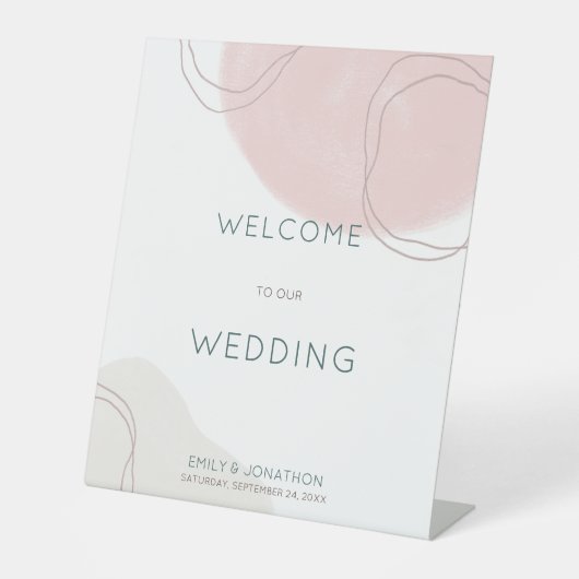 Pastel Abstrakte Formen Linien Willkommen bei Hoch Sockelschild (Vorderseite)