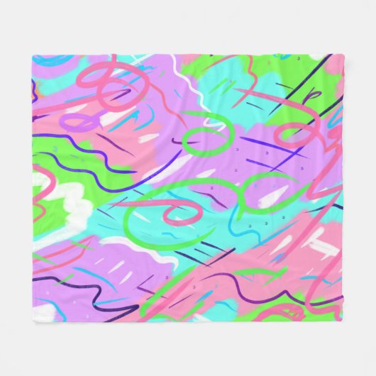 Pastel Abstrakter Pop Art Fleecedecke (Vorderseite (Horizontal))