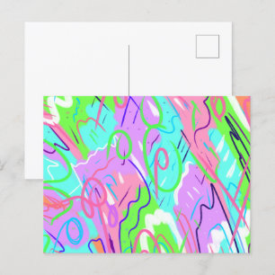 Pastel Abstrakter Pop Art Postkarte