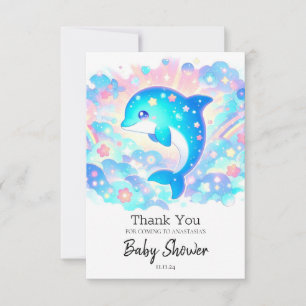 Pastel Adorable Dolphin Babydusche Dankeskarte