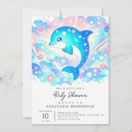 Pastel Adorable Dolphin Babydusche Einladung