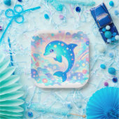 Pastel Adorable Dolphin Babydusche Pappteller (Party)