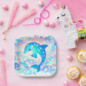 Pastel Adorable Dolphin Babydusche Pappteller (Party)