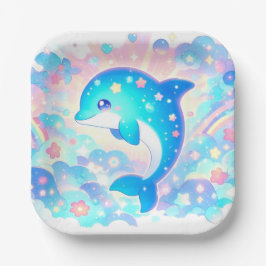 Pastel Adorable Dolphin Babydusche Pappteller
