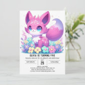 Pastel Adorable Fox Digital Geburtstag Einladung (Stehend Vorderseite)