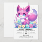 Pastel Adorable Fox Digital Geburtstag Einladung (Vorne/Hinten)
