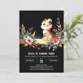 Pastel Adorable Tiger Geburtstag Einladung (Stehend Vorderseite)